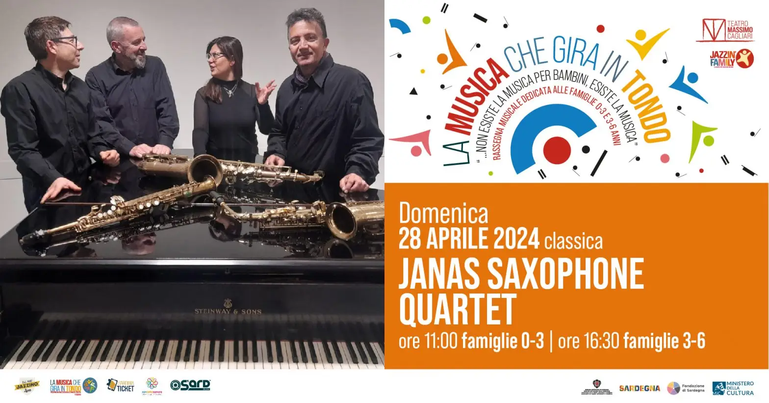 LA MUSICA CHE GIRA IN TONDO – Janas Saxophone Quartet  – Fascia 3-6 anni