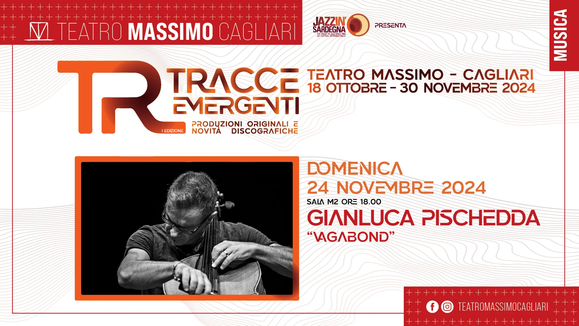 Gianluca Pischedda "Vagabond" live al Teatro Massimo - Tracce Emergenti - il nuovo panel del Festival Jazz in Sardegna